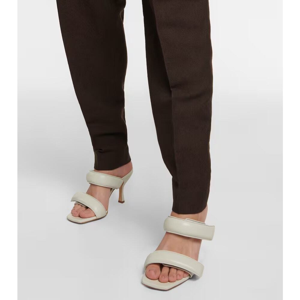 Gia x Pernille Teisbaek Leather Heels Sandals Square Toe Italy White Sz 6.5 36.5